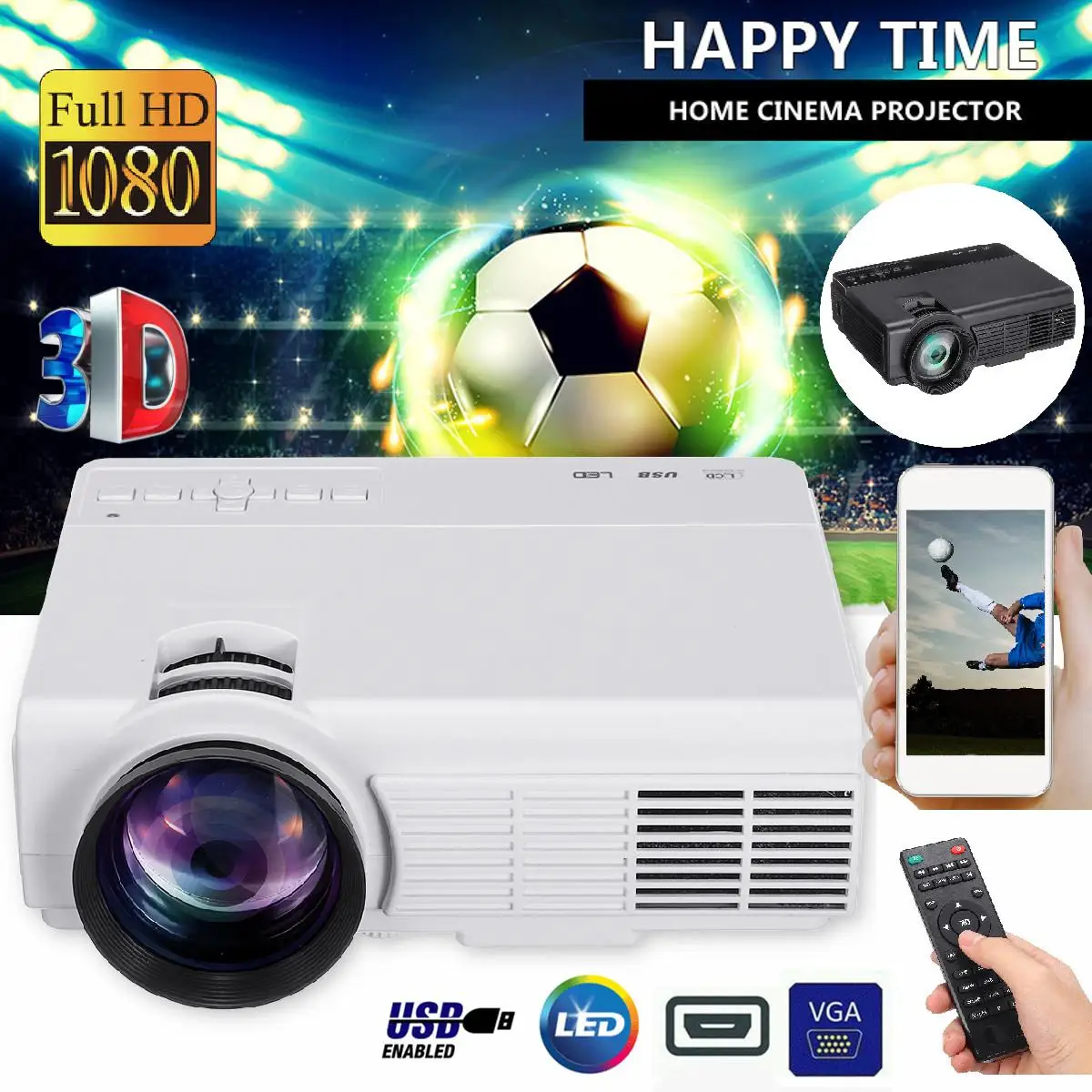 LEORY 2019 Newest LED Projector HD 800x480 support 1080P 7000 Lumens Home Cinema Movie Mini Projector Home Media Player
LEORY 2019 Newest LED Projector HD 800x480 support 1080P 7000 Lumens Home Cinema Movie Mini Projector Home Media Player