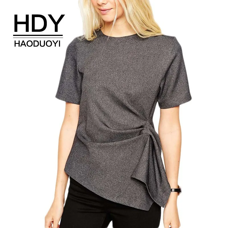 HDY Haoduoyi Women Summer Short Sleeve O-Neck Solid Casual Femme T-shirt Slim Irregular Pleated Feminina Tops Tees Wholesale
HDY Haoduoyi Women Summer Short Sleeve O-Neck Solid Casual Femme T-shirt Slim Irregular Pleated Feminina Tops Tees Wholesale