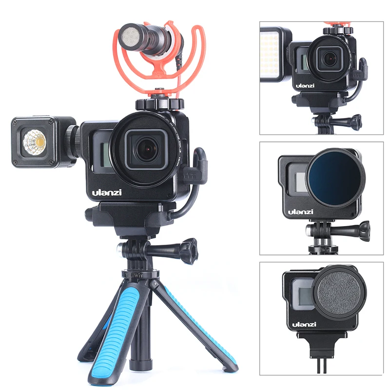 ULANZI V3 Metal Vlog Cage for Gopro 7 6 5 with Universal 52MM Filter Video Vlog Cage for Microphone/LED Video Light
ULANZI V3 Metal Vlog Cage for Gopro 7 6 5 with Universal 52MM Filter Video Vlog Cage for Microphone/LED Video Light