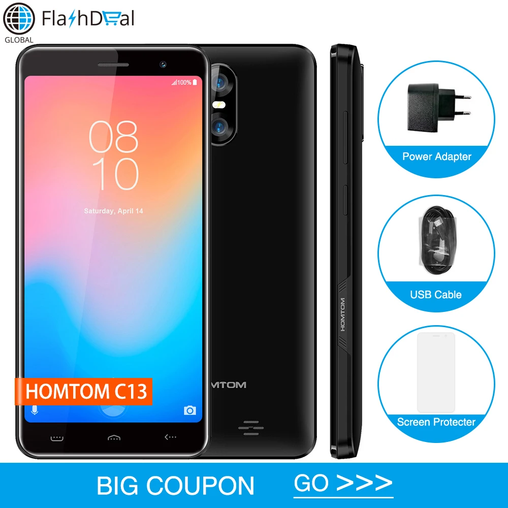 

HOMTOM C13 Android 3G WCDMA Smartphone 5.0 Inch MT6580M Quad-core 1GB 8GB ROM 5.0MP Rear Camera 2750mAh Dual SIM Mobile Phone