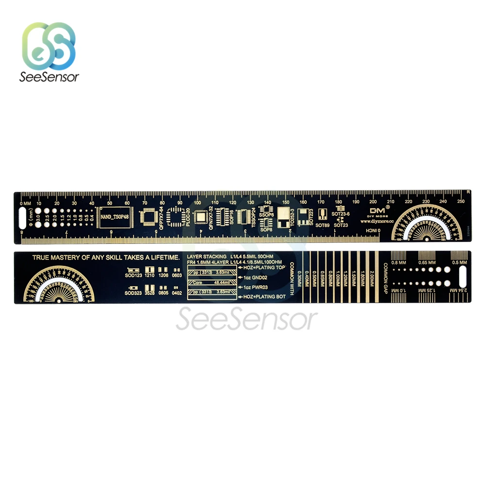 25CM 10 Inch PCB Ruler For Electronic Engineers Measuring Tool PCB Reference Ruler Chip IC SMD Diode Transistor R-4 Gold Plated
25CM 10 Inch PCB Ruler For Electronic Engineers Measuring Tool PCB Reference Ruler Chip IC SMD Diode Transistor R-4 Gold Plated