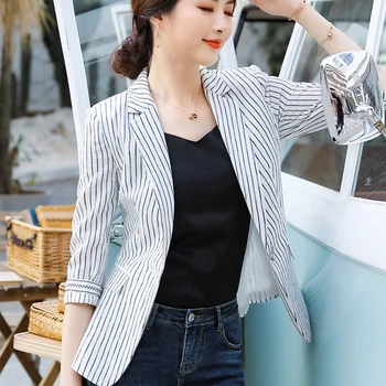 Small suit Spring Autumn Ladies Suit Jacket 2020 New Fashion Slim Stripes Three Quartersleeve Women's Blazers NUW489
Small suit Spring Autumn Ladies Suit Jacket 2020 New Fashion Slim Stripes Three Quartersleeve Women's Blazers NUW489