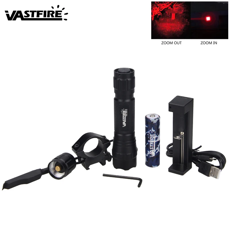 VASTFIRE 300 Yard Zoomable led tactical red Flashlight Predator Varmint Hog Torch lantern 20mm Mount Airsoft Rifle Scope light
VASTFIRE 300 Yard Zoomable led tactical red Flashlight Predator Varmint Hog Torch lantern 20mm Mount Airsoft Rifle Scope light