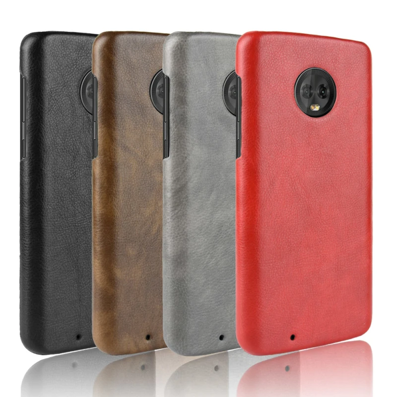Для MOTO G6 G6Plus Кожаный чехол Роскошный Личи шаблон PU + Жесткая задняя крышка из ПК