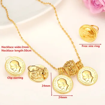 24 k Solid Gold FINISH Jewelry sets,Ethiopian Coin set Necklace Twin Pendant Earrings Ring Habesha Wedding Eritrea Africa Arab
24 k Solid Gold FINISH Jewelry sets,Ethiopian Coin set Necklace Twin Pendant Earrings Ring Habesha Wedding Eritrea Africa Arab