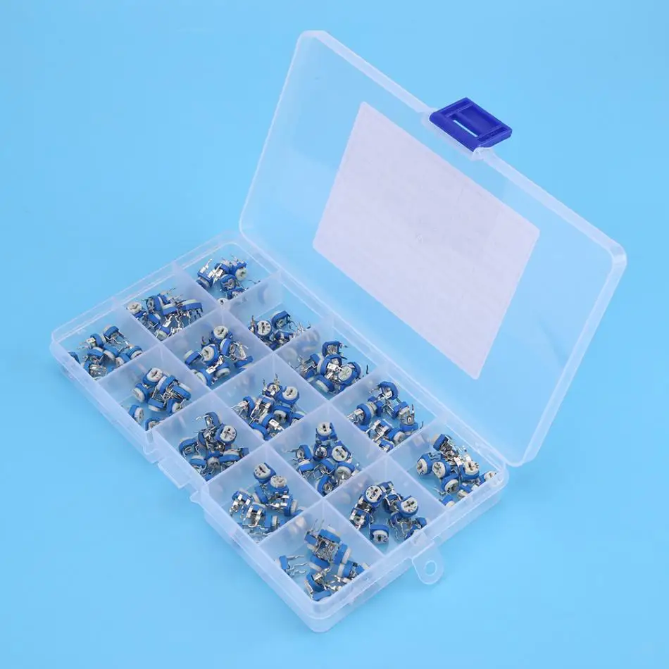 150Pcs Potentiometer Variable Resistor Blue White 100ohm-1Mohm Vertical Preset Variable Resistor Trimmer Potentiometer
150Pcs Potentiometer Variable Resistor Blue White 100ohm-1Mohm Vertical Preset Variable Resistor Trimmer Potentiometer