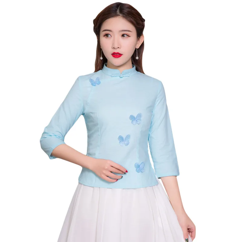 P Summer Women Cotton Linen Shirt Vintage Mother Butterfly Wedding Blouse Temperament Noble Lady Mandarin Collar Tang Top M-XXL
P Summer Women Cotton Linen Shirt Vintage Mother Butterfly Wedding Blouse Temperament Noble Lady Mandarin Collar Tang Top M-XXL