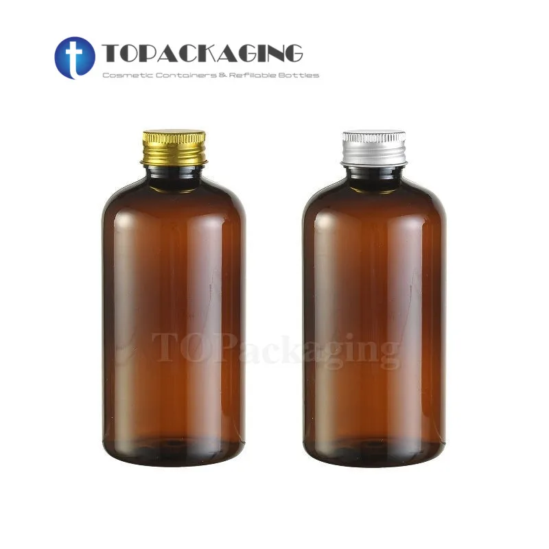 

20PCS*220ML Aluminum Screw Cap Bottle Amber Plastic Cosmetic Container Sample Essence Oil Empty Shampoo Lotion Refillable Bottle