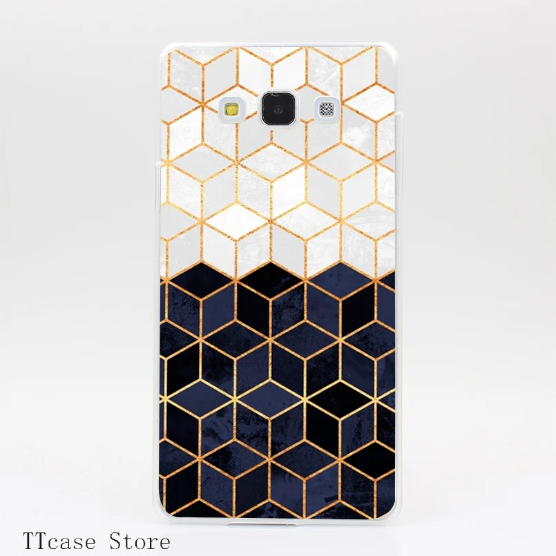 4042CA White and Navy Cubes Transparent Hard Cover font b Case b font for Galaxy A3