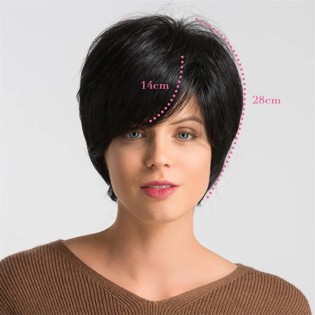 Natural Black Human Hair Short Wigs with Inclined Bangs Heat Resistant with Wig Net Cap for Women 10 Inch
Natural Black Human Hair Short Wigs with Inclined Bangs Heat Resistant with Wig Net Cap for Women 10 Inch