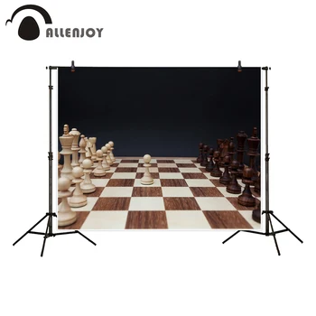 

Allenjoy backgrounds for photography studio white black lattice International chess wooden board backdrop new design photocall