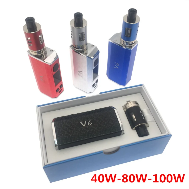 V6 Electronic Cigarette Vape Kit with Build in Battery 40W-80W-100W Adjustable Vape Mod with 2ml Atomizer Tank LCD Screen
V6 Electronic Cigarette Vape Kit with Build in Battery 40W-80W-100W Adjustable Vape Mod with 2ml Atomizer Tank LCD Screen
