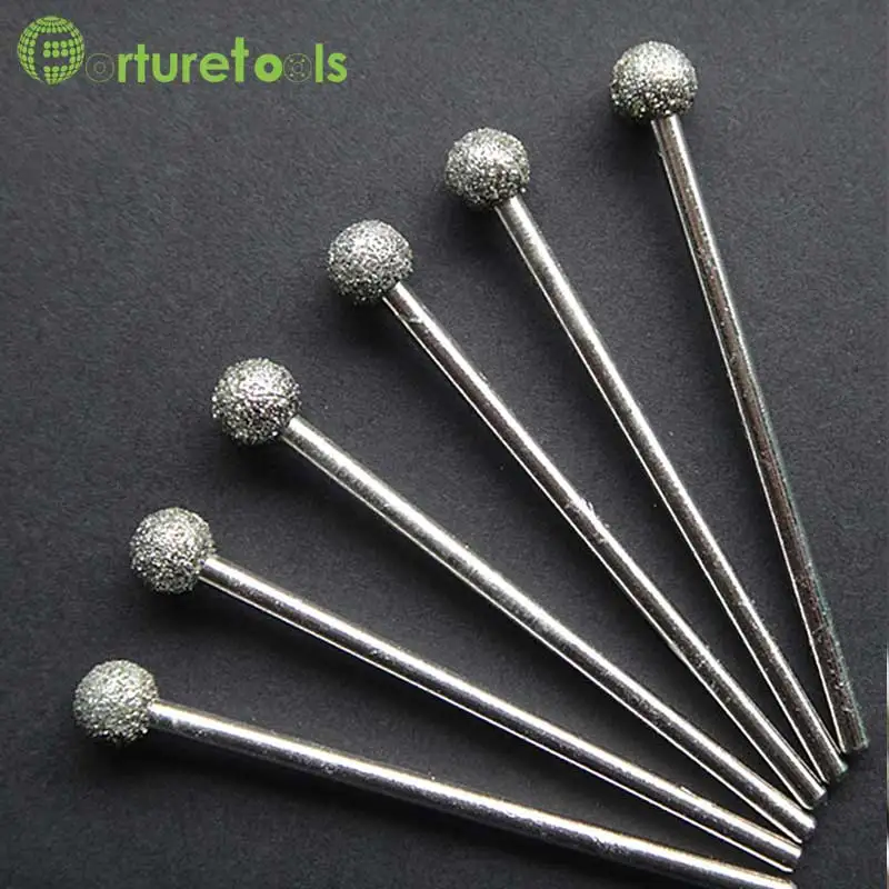 Image 30pcs diamond mounted point sphere shape head grit 46 for rough grinding head3~8mm shank 3mm total length 70mm DD008