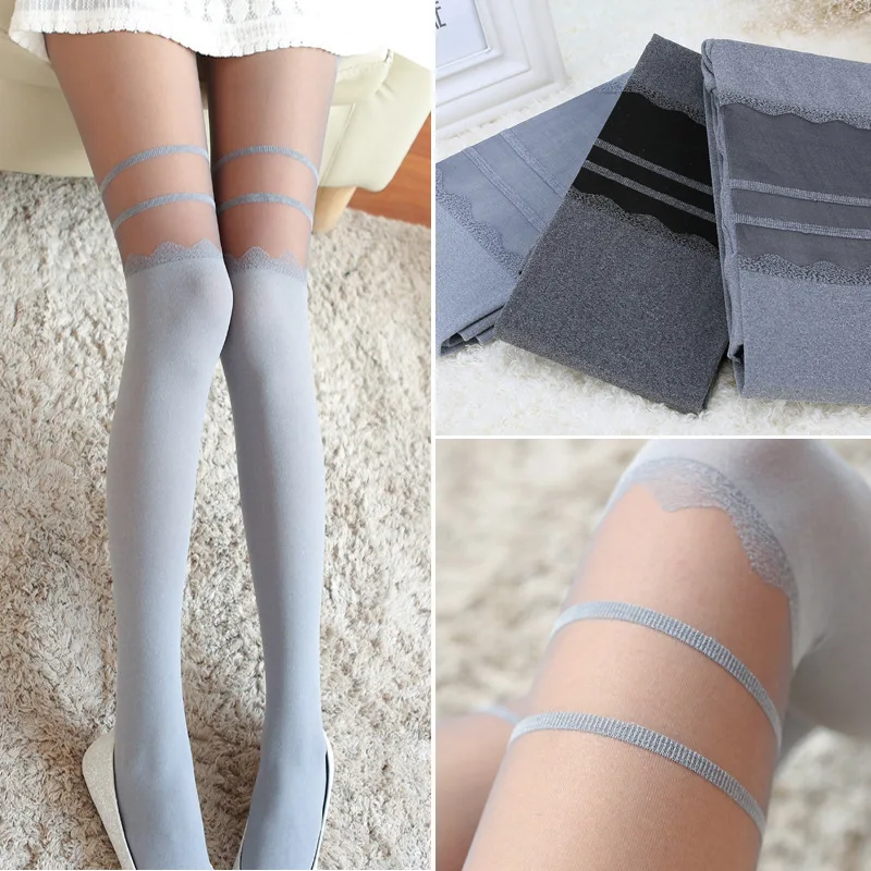 Clearance treatment Winter stitching stripes sexy slim gray tights women high tube nylon thigh pantyhose
Clearance treatment Winter stitching stripes sexy slim gray tights women high tube nylon thigh pantyhose