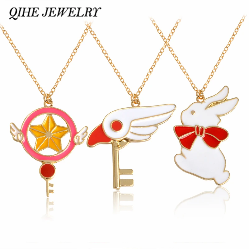 QIHE JEWELRY Rabbit & Sakura Card Captor Necklace Wand key Pendant Japanese Anime Jewelry Accessories Girl Gift
QIHE JEWELRY Rabbit & Sakura Card Captor Necklace Wand key Pendant Japanese Anime Jewelry Accessories Girl Gift