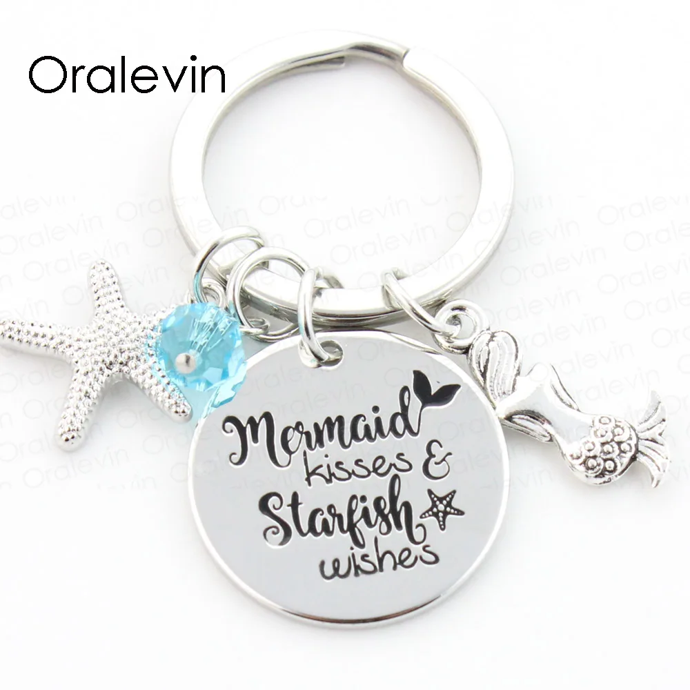 Wholesale MERMAID KISSES AND STARFISH WISHES Engraved Pendant Charms Mermaid Keychain Gift Jewelry,10Pcs/Lot,#LN117K
Wholesale MERMAID KISSES AND STARFISH WISHES Engraved Pendant Charms Mermaid Keychain Gift Jewelry,10Pcs/Lot,#LN117K