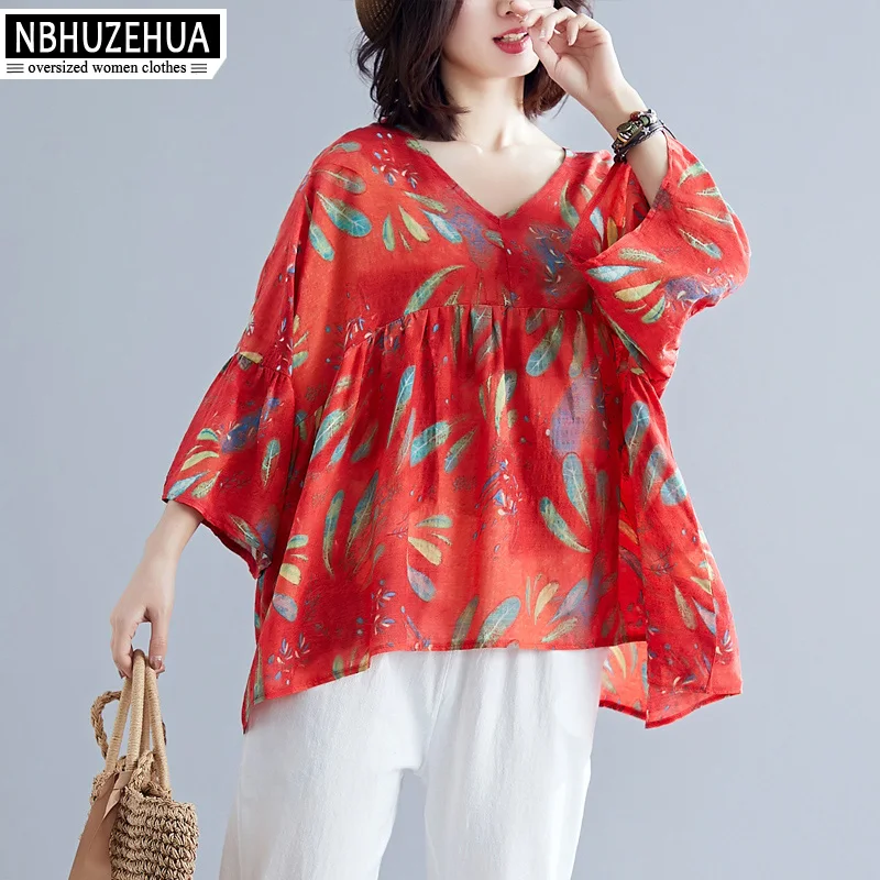 NBHUZEHUA Women Blouses Large Size Bohemian V Neck Floral Blouse Ruffles Sleeve Loose Summer Vintage Top 5XL 6XL 19-A82
NBHUZEHUA Women Blouses Large Size Bohemian V Neck Floral Blouse Ruffles Sleeve Loose Summer Vintage Top 5XL 6XL 19-A82