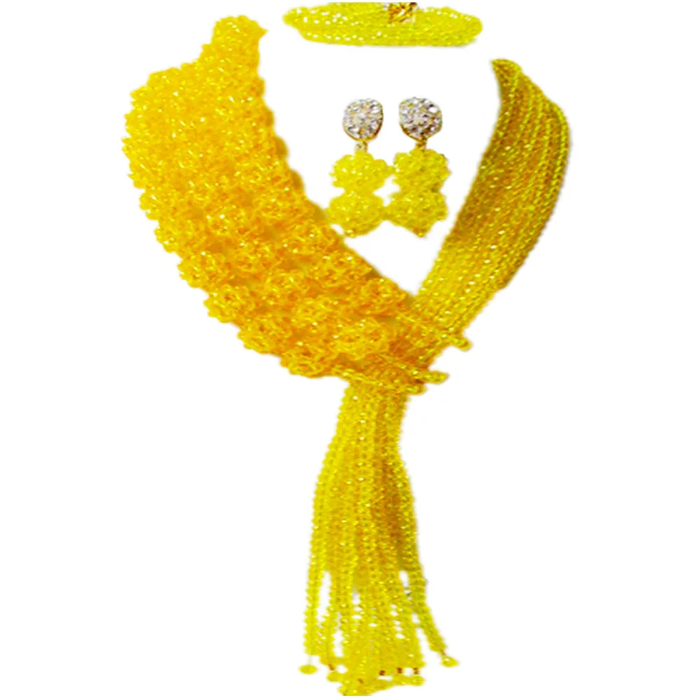 Yellow Crystal Ball Beads Jewelry Set African Necklace Nigerian Wedding Jewelry Sets Party Gifts 3CQST07
Yellow Crystal Ball Beads Jewelry Set African Necklace Nigerian Wedding Jewelry Sets Party Gifts 3CQST07
