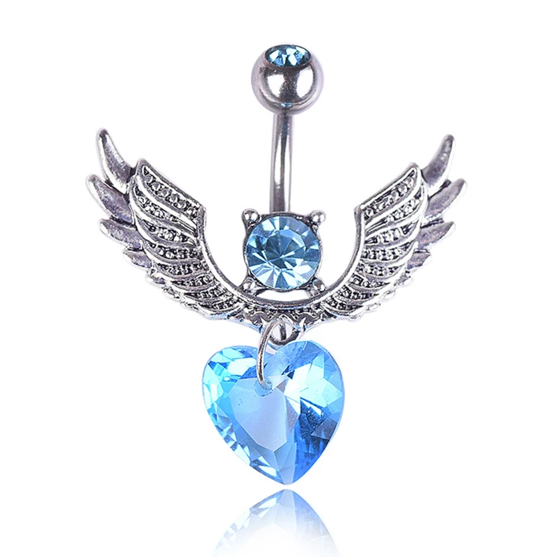 

Bright Gem Heart Belly Piercing Ombligo Bijoux Belly Button Rings Belly Piercing Nombril Navel Ring Wing Earring Body Jewelry