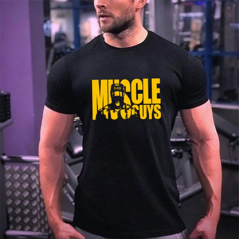 

Muscleguys Brand clothing Tight t-shirt homme Gyms t shirt men Bodybuilding short sleeve tshirt fitness slim fit Summer top