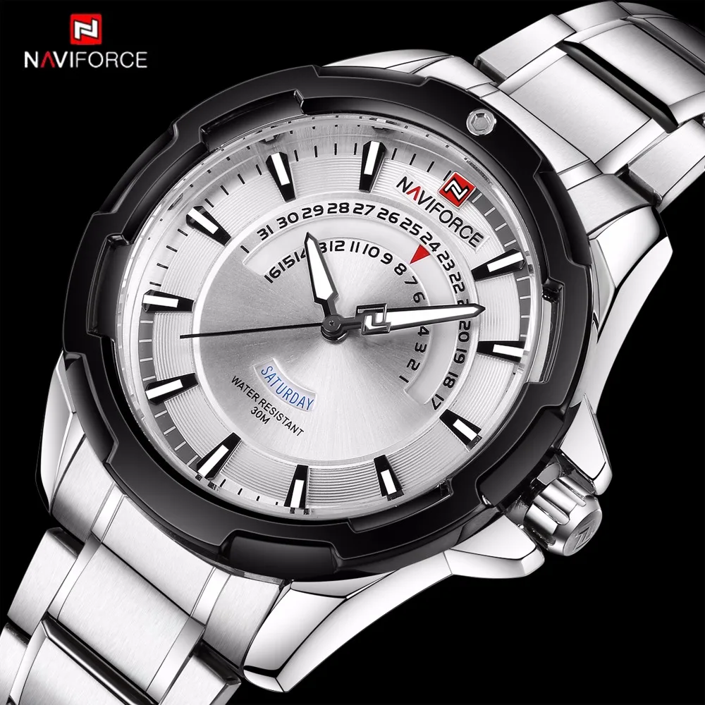 NAVIFORCE мужские s часы лучший бренд класса люкс спортивные полностью стальные
