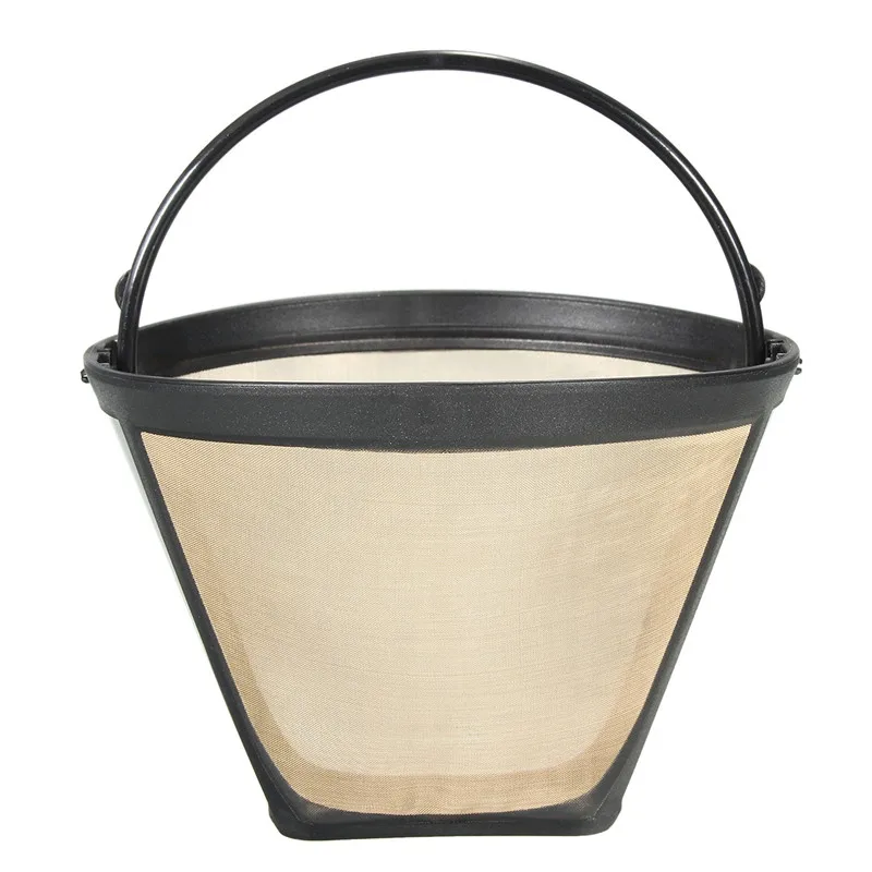 Useful Reusable 10-12 Cup Coffee Filter Permanent Cone-Style Coffee Maker Machine Filter Gold Mesh With Handle Cafe Coffees Tool
Useful Reusable 10-12 Cup Coffee Filter Permanent Cone-Style Coffee Maker Machine Filter Gold Mesh With Handle Cafe Coffees Tool