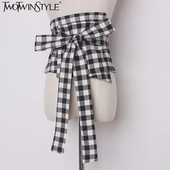 TWOTWINSTYLE Plaid Lace Up Bowknot Female Belt Corset Wide Belts For Women Tunic Cummerbunds For Dress Fashion Clothes Accessory
TWOTWINSTYLE Plaid Lace Up Bowknot Female Belt Corset Wide Belts For Women Tunic Cummerbunds For Dress Fashion Clothes Accessory