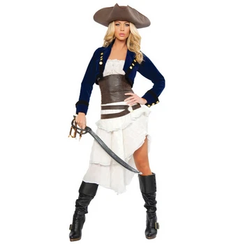 New Cosplay party pirates of the Caribbean clothes blue fashion women sexy uniform cool carnival halloween costume set dress&hat
New Cosplay party pirates of the Caribbean clothes blue fashion women sexy uniform cool carnival halloween costume set dress&hat