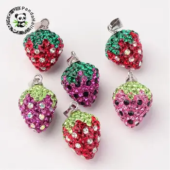 Polymer Clay Czech Rhinestone Pendants, Strawberry, with Sterling Silver Finding, Mixed Color, 18x11.5mm, Hole: 3x4mm
Polymer Clay Czech Rhinestone Pendants, Strawberry, with Sterling Silver Finding, Mixed Color, 18x11.5mm, Hole: 3x4mm