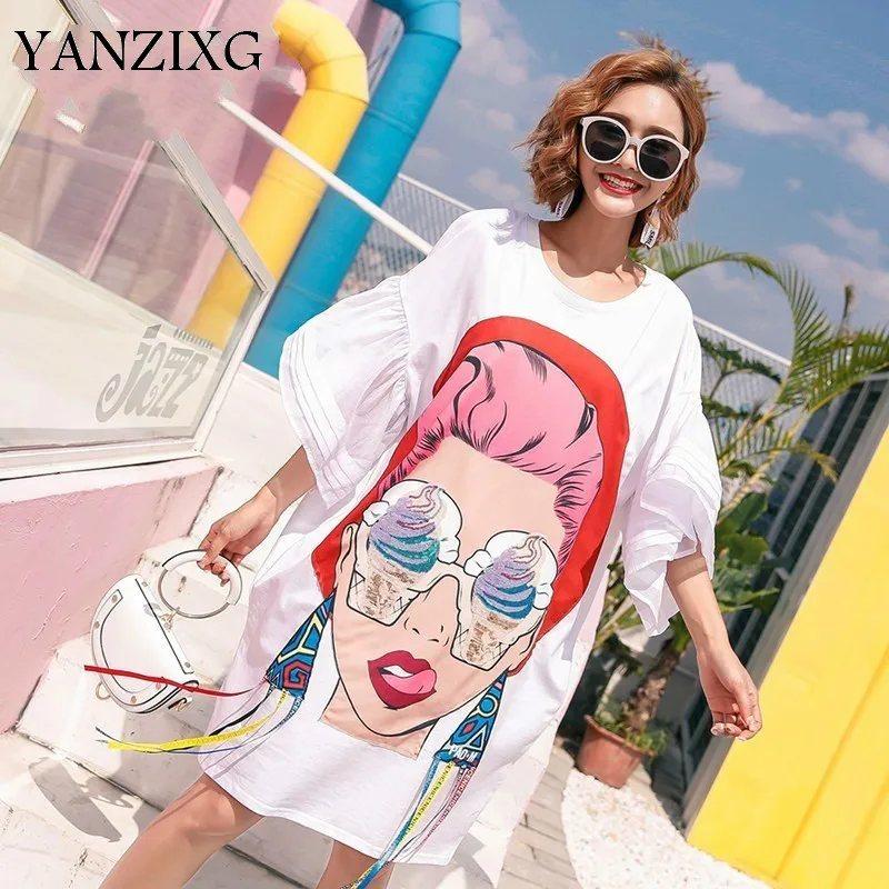 Summer Girl Cartoon Sequins Print Asymmetrical Tops Tassel Irregular T Shirt Loose Plus Size Big Woman Fashion Q025
Summer Girl Cartoon Sequins Print Asymmetrical Tops Tassel Irregular T Shirt Loose Plus Size Big Woman Fashion Q025