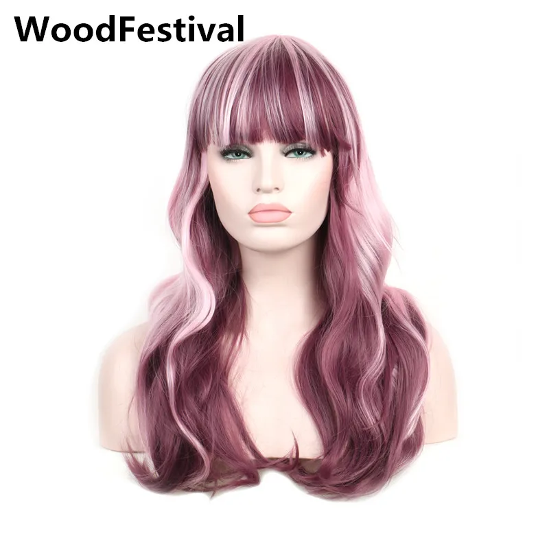 WoodFestival womens heat resistant long wavy hair burgundy mix pink wig cosplay women synthetic wigs with bangs
WoodFestival womens heat resistant long wavy hair burgundy mix pink wig cosplay women synthetic wigs with bangs