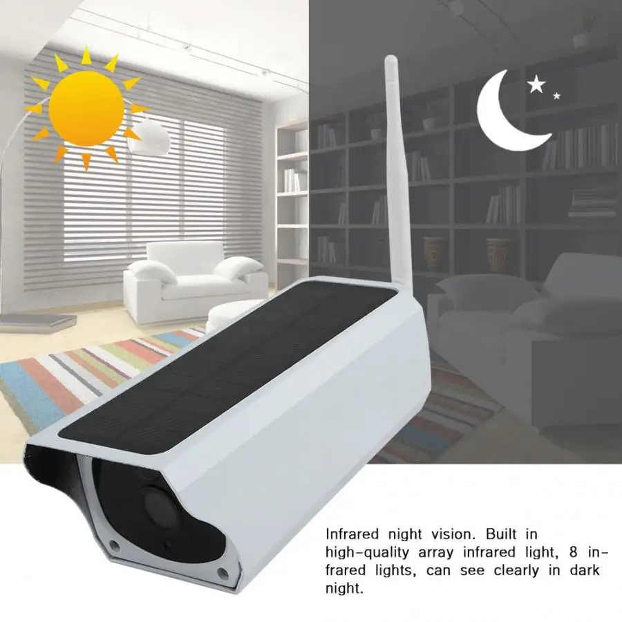 Wireless 200W 1080P HD Wifi Outdoor Solar Camera Security IP Camera Wireless Surveillance Night Vision Camera
Wireless 200W 1080P HD Wifi Outdoor Solar Camera Security IP Camera Wireless Surveillance Night Vision Camera