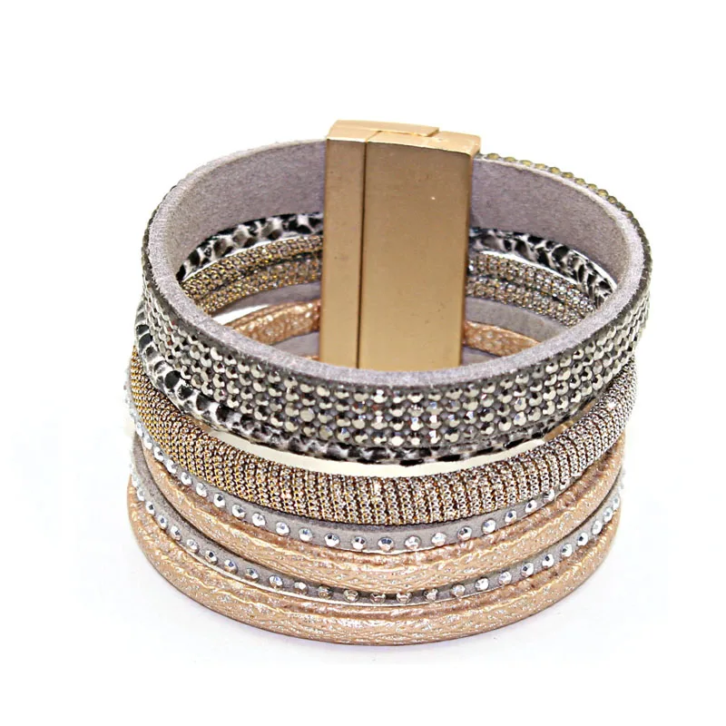 1 pc/lot 2018 New Style Hot Selling Jewelry Bohemian 7 Layers Mixture Rhinestone Leather Bracelet&bangle Magnetic Clasp
1 pc/lot 2018 New Style Hot Selling Jewelry Bohemian 7 Layers Mixture Rhinestone Leather Bracelet&bangle Magnetic Clasp
