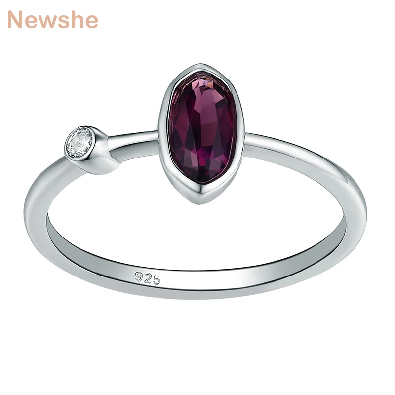 Newshe фиолетовый цвет Овальный Форма коктейльное кольцо 925 пробы Серебряная