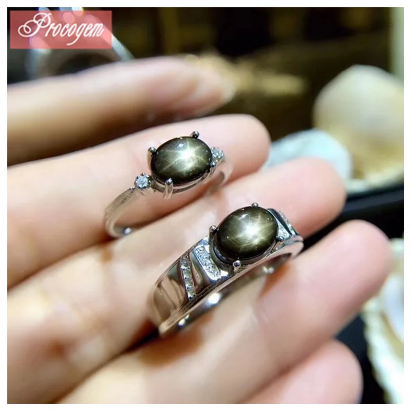 Natural starlight Sapphire Rings for Lovers Engagement gift 6x8mm Genuine Gemstones 925 Sterling silver New fine Jewelry #199
Natural starlight Sapphire Rings for Lovers Engagement gift 6x8mm Genuine Gemstones 925 Sterling silver New fine Jewelry #199