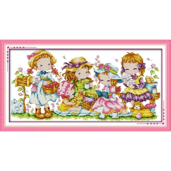 Everlasting Love Happy Girls Chinese Cross Stitch Kits Ecological Cotton Stamped 14CT 11CT DIY Gift Wedding Decoration For Home
Everlasting Love Happy Girls Chinese Cross Stitch Kits Ecological Cotton Stamped 14CT 11CT DIY Gift Wedding Decoration For Home