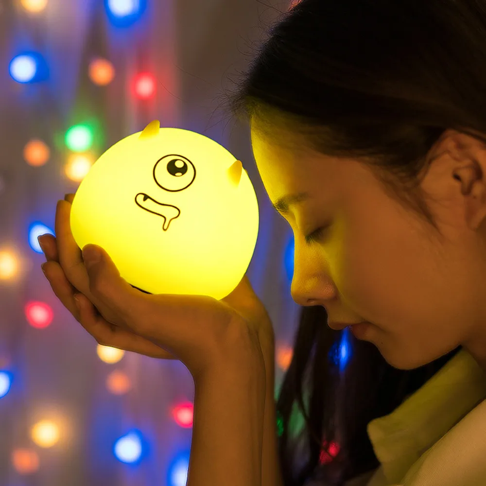 SuperNight Cute Cartoon Demon Ambient LED Night Light Silicone Rechargeable Touch Sensor Bedroom Tablet Lamp for Kids Girl Gift (3)