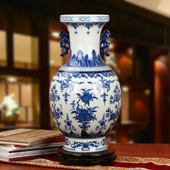 Jingdezhen Porcelain High Quality Hand-painted Blue And White Porcelain Double Dragon Ear Peach Ornament Vase Modern Household
Jingdezhen Porcelain High Quality Hand-painted Blue And White Porcelain Double Dragon Ear Peach Ornament Vase Modern Household