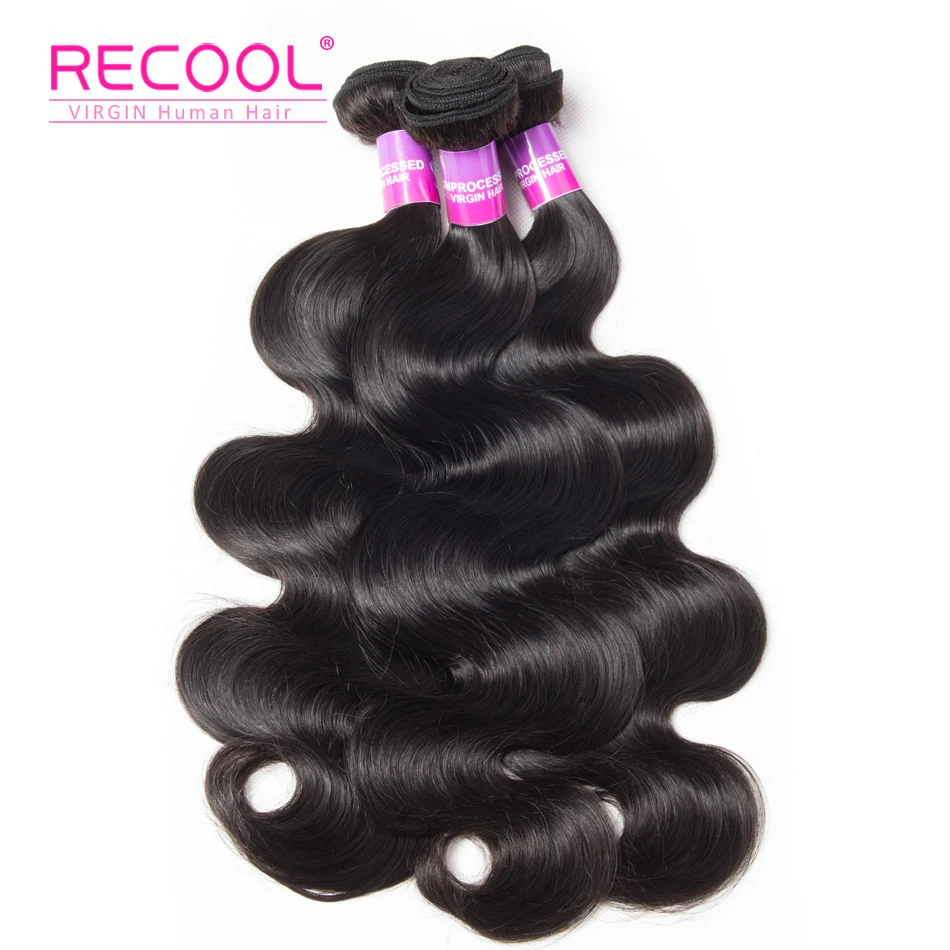 

Recool Hair Malaysian Body Wave 10-28 inch 100% Human Hair 3 Bundles Deal Natural Black Color Remy Weave Hair Extensions