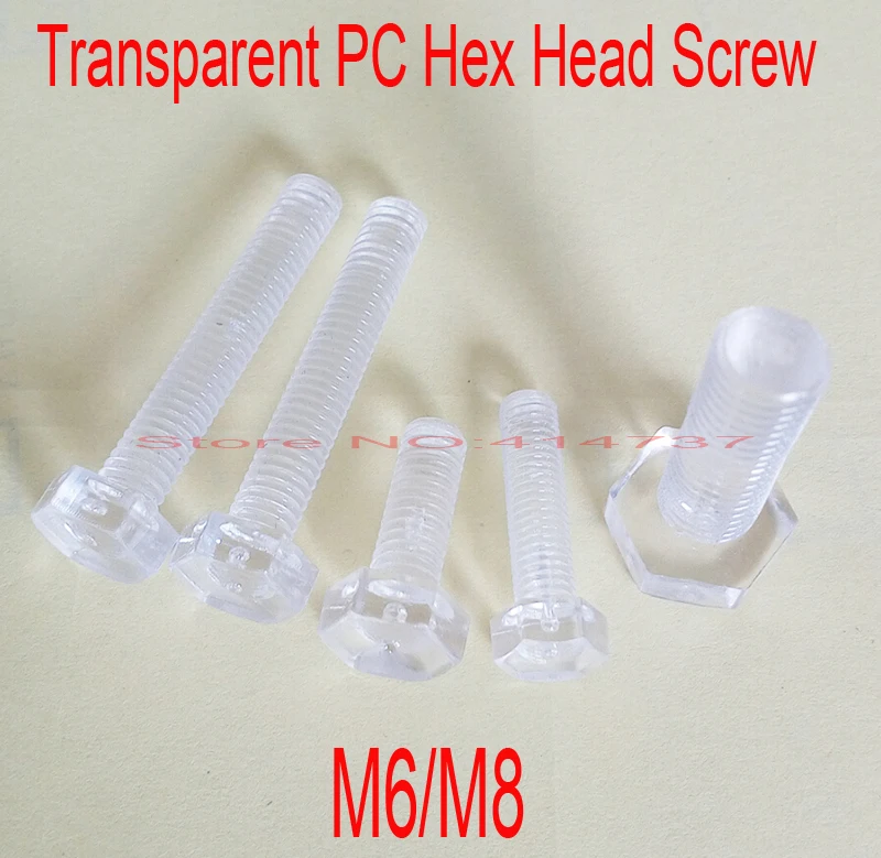 50pcs/lot M6/M8 Hex bolts Insulation screws Transparent PC Hex Head Screw length 8mm--60mm
50pcs/lot M6/M8 Hex bolts Insulation screws Transparent PC Hex Head Screw length 8mm--60mm
