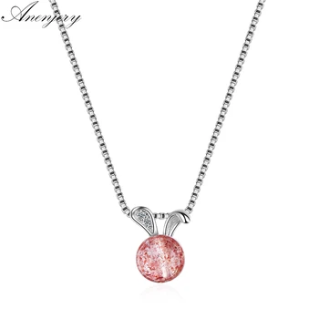 Anenjery Cute Bunny Natural Strawberry Crystal Pendant Necklace For Women Birthday Gift 925 Sterling Silver Jewelry S-N283
Anenjery Cute Bunny Natural Strawberry Crystal Pendant Necklace For Women Birthday Gift 925 Sterling Silver Jewelry S-N283