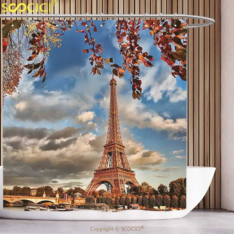 Decorative Shower Curtain Eiffel Tower Decor Eiffel Tower With Boat On Seine Cloudscape Sunlights Vacation Tourist Destination
Decorative Shower Curtain Eiffel Tower Decor Eiffel Tower With Boat On Seine Cloudscape Sunlights Vacation Tourist Destination