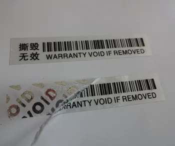 customized Anti-fake security void warranty label sticker,there is word "VOID" after peeling
customized Anti-fake security void warranty label sticker,there is word "VOID" after peeling