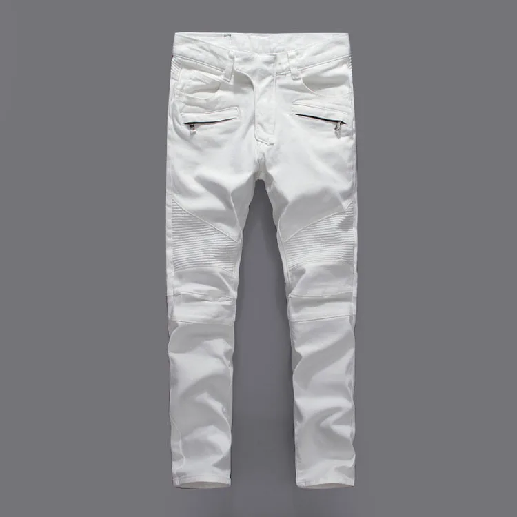 White Biker Jeans Men Skinny Slim Famous Italian Brand Jeans Men Stretch  Zipper High Quality Denim Pants Male Plue Size 40 42|size 40|white  bikersjeans men stretch - AliExpress