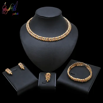 Yulaili Dubai Gold Color Jewelry Sets Small Leaf Shape Design Nigerian Wedding African Beads Jewelry Set Women Costume Design
Yulaili Dubai Gold Color Jewelry Sets Small Leaf Shape Design Nigerian Wedding African Beads Jewelry Set Women Costume Design