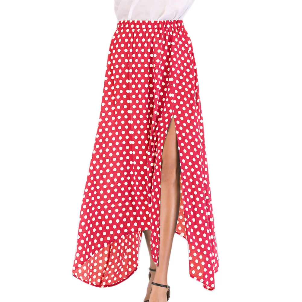 Summer Women Polka Dot Maxi Skirt Side Slit Asymmetric Hem Retro Long Skirts for Women High Waist Blue faldas mujer moda 2019
Summer Women Polka Dot Maxi Skirt Side Slit Asymmetric Hem Retro Long Skirts for Women High Waist Blue faldas mujer moda 2019