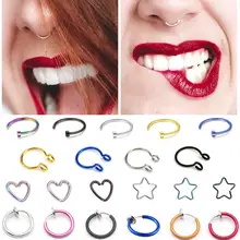 1 pieza anillo de nariz falsa Goth Punk labio oreja nariz Clip en falso Septum Piercing nariz anillo aro labio aro anillos pendientes(China)