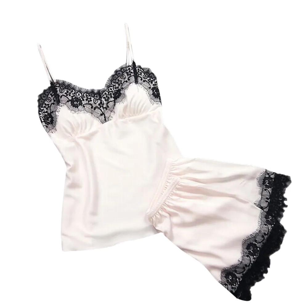 Women Pajamas Women Sleepwear Sleeveless Strap Nightwear Lace Trim Satin Cami Top Pajama Sets women pajamas sexy Nighty *8
Women Pajamas Women Sleepwear Sleeveless Strap Nightwear Lace Trim Satin Cami Top Pajama Sets women pajamas sexy Nighty *8