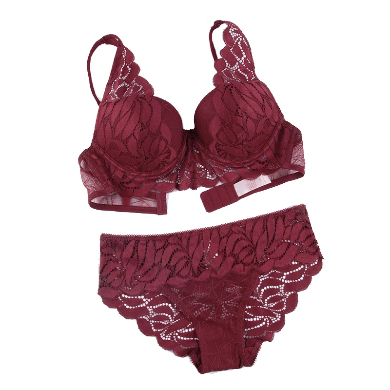 Leaves Lace Bra Set With Push Up Medium Padded Women Bra and Panties Set Underwear Lingerie Solid Color 2019 New Brassieres
Leaves Lace Bra Set With Push Up Medium Padded Women Bra and Panties Set Underwear Lingerie Solid Color 2019 New Brassieres
