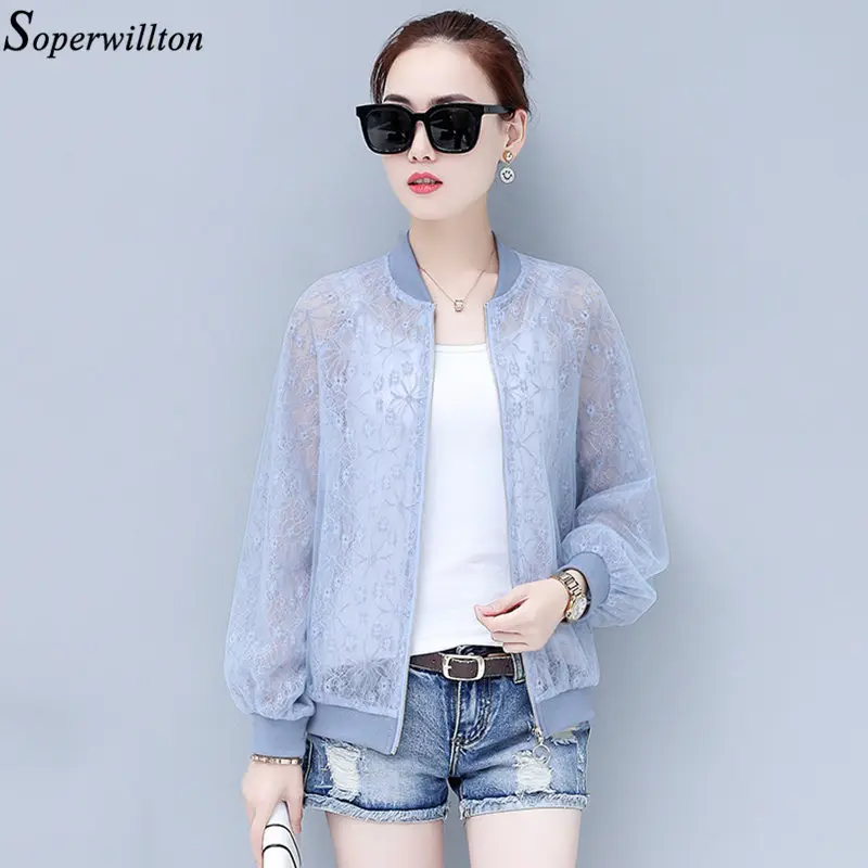 Summer Jacket Women Thin Lace Coat Lady White Blue 2019 New Spring Long Sleeve Bomber Jacket Female Plus Size Casual Zipper A51
Summer Jacket Women Thin Lace Coat Lady White Blue 2019 New Spring Long Sleeve Bomber Jacket Female Plus Size Casual Zipper A51